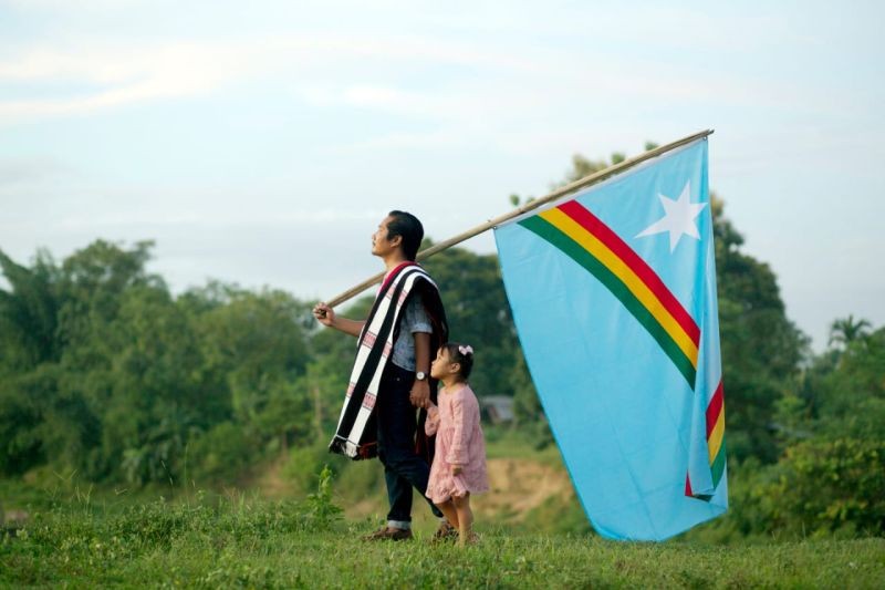 A father and daughter take part in a Naga Independence Day project in the outskirt of Dimapur on August 13. (Photo Courtesy: Betoka Swu)